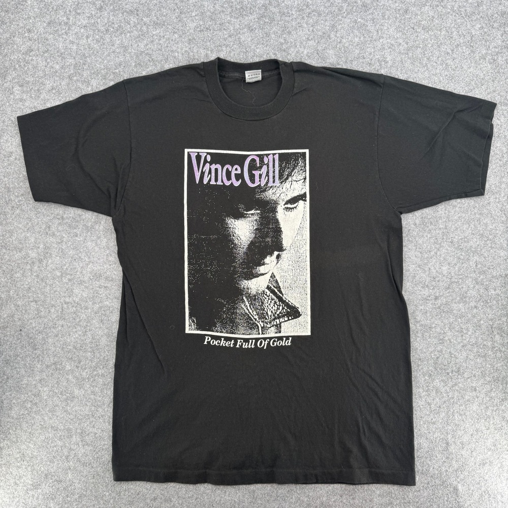 Vintage Vince Gill Pocket Full of Gold Black Tour de Vince 91 Mens XL